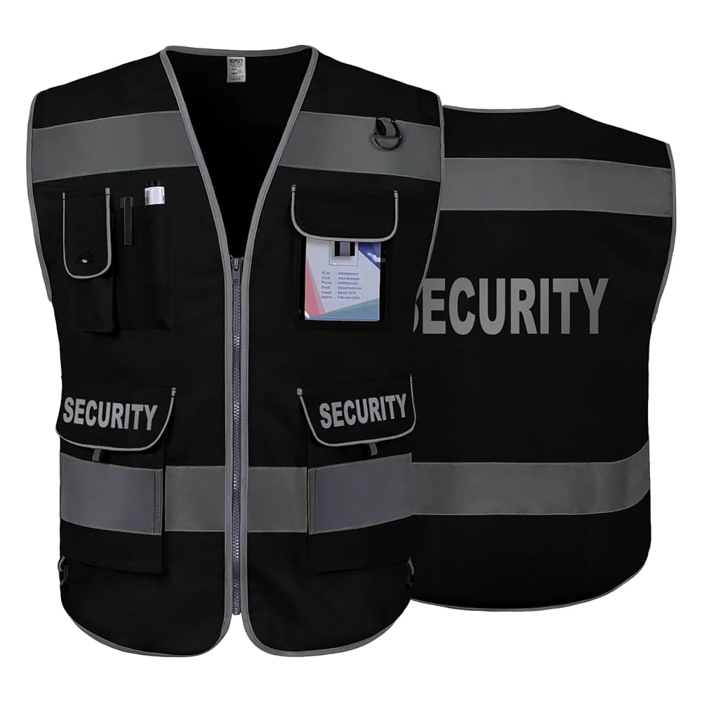 TCCFCCT Security Vest for Security Guard 9 Pockets High